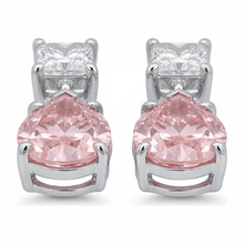 Pink Diamond Earrings 3.5 Carat Lab Grown Pear Solitaire 14K White Gold