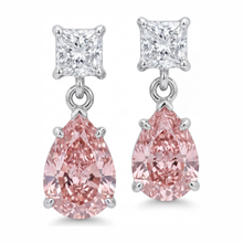Pink Diamond Earrings 3.5 Carat Lab Grown Pear Solitaire 14K White Gold
