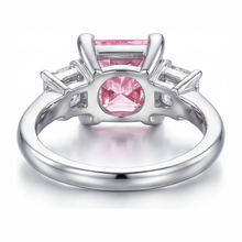 Pink Diamond Ring 3.5 Carat Lab Grown Princess Three Stone 14K White Gold