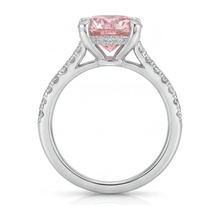 Pink Diamond Ring 3.5 Carat Lab Grown Round Pave 14K White Gold
