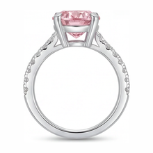Pink Diamond Engagement Ring 3.5 Carat Lab Grown Round Pave Cathedral 14K White Gold