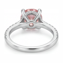 Pink Diamond Ring 3.5 Carat Lab Grown Round Pave 14K White Gold