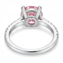 Pink Diamond Engagement Ring 3.5 Carat Lab Grown Round Pave Cathedral 14K White Gold