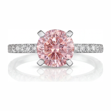 Pink Diamond Ring 3.5 Carat Lab Grown Round Pave 14K White Gold