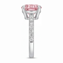 Pink Diamond Engagement Ring 3.5 Carat Lab Grown Round Pave Cathedral 14K White Gold