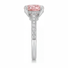 Pink Diamond Ring 3.5 Carat Lab Grown Round Pave 14K White Gold