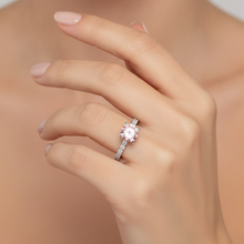 Pink Diamond Ring 3.5 Carat Lab Grown Round Pave 14K White Gold