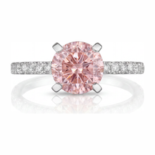 Pink Diamond Ring 3.5 Carat Lab Grown Round Pave 14K White Gold