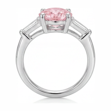 Pink Diamond Ring 3.5 Carat Lab Grown Round Three Stone 14K White Gold
