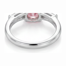 Pink Diamond Ring 3.5 Carat Lab Grown Round Three Stone 14K White Gold