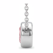 Pink Diamond Necklace 3.5 Carat Lab Grown Round Bezel Pendant 14K White Gold