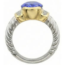 3.50 Carat Oval Tanzanite Sparkling Natural Earth Mined DIAMOND ( NOT LAB GROWN )s Ring New Two Tone