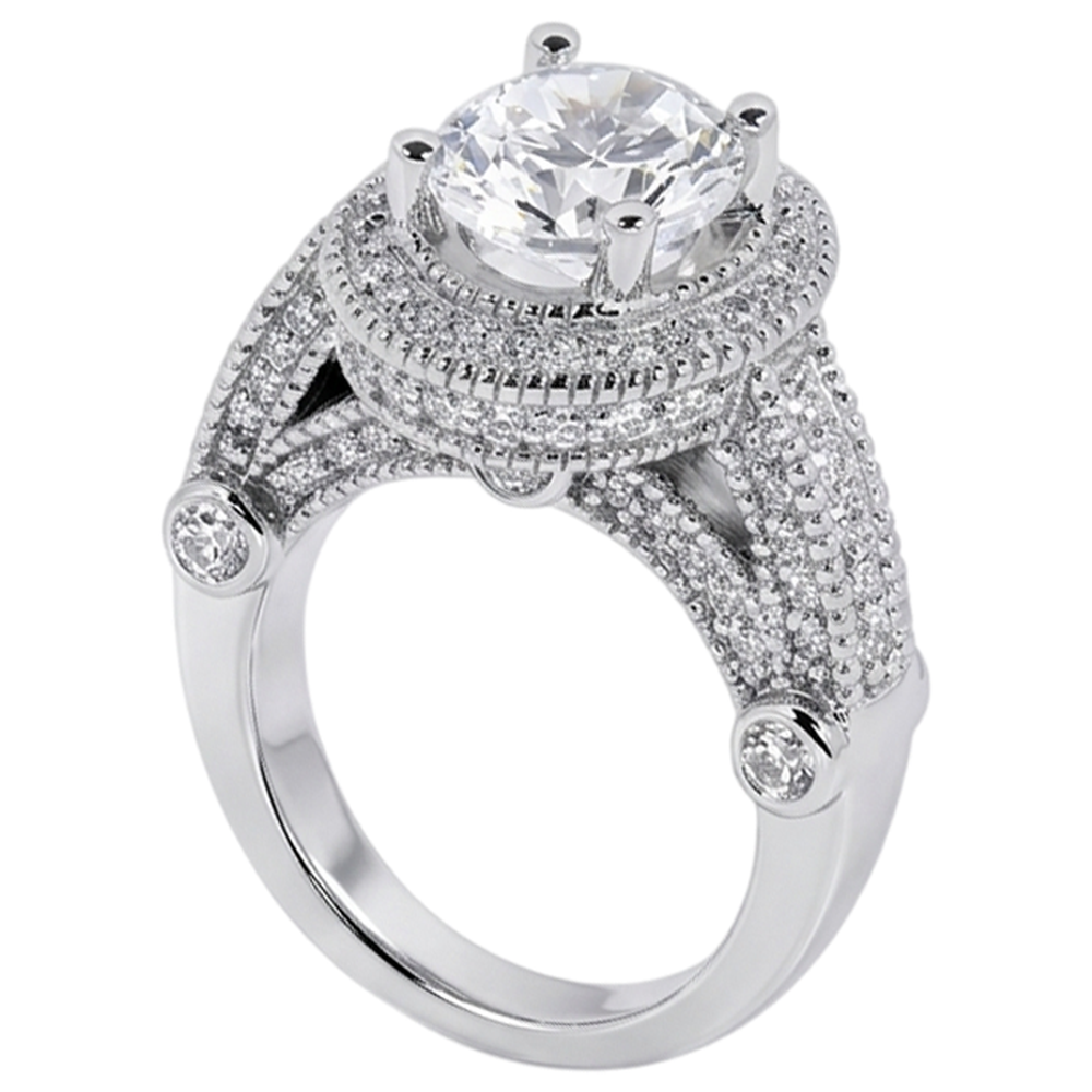 3.50 Carat Real Natural Earth Mined DIAMOND ( NOT LAB GROWN ) Engagement Ring Luxurious Antique White Gold 14K