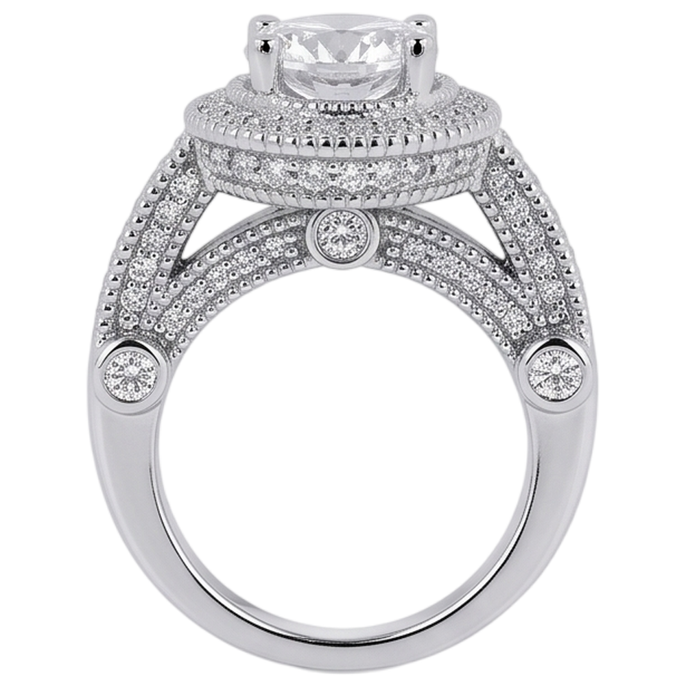 3.50 Carat Real Natural Earth Mined DIAMOND ( NOT LAB GROWN ) Engagement Ring Luxurious Antique White Gold 14K