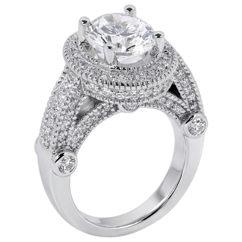 3.50 Carat Real Natural Earth Mined DIAMOND ( NOT LAB GROWN ) Engagement Ring Luxurious Antique White Gold 14K