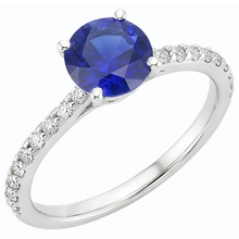 3.50 Carats Blue Sapphire Solitaire & Round Natural Earth Mined Diamond Accents 4 Prong