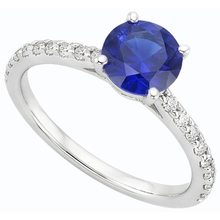 3.50 Carats Blue Sapphire Solitaire & Round Natural Earth Mined Diamond Accents 4 Prong