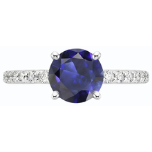 3.50 Carats Blue Sapphire Solitaire & Round Natural Earth Mined Diamond Accents 4 Prong
