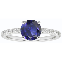 3.50 Carats Blue Sapphire Solitaire & Round Natural Earth Mined Diamond Accents 4 Prong