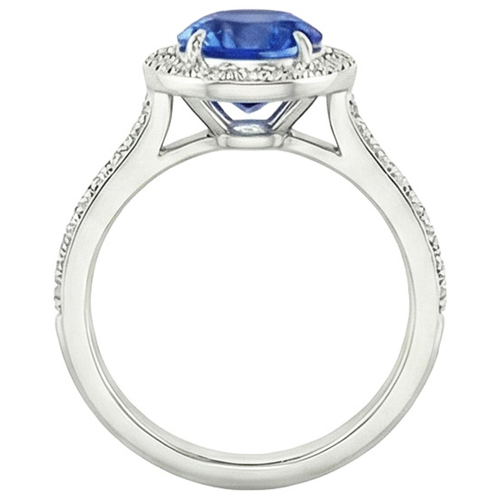 natural round sapphire 3.50ct ring profile view