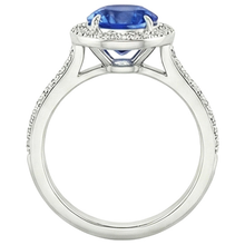 natural round sapphire 3.50ct ring profile view