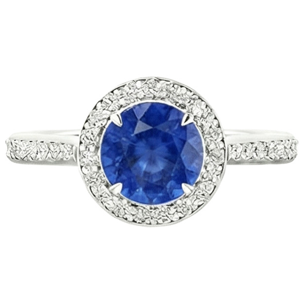 natural round sapphire 3.50ct ring side angle