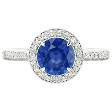 natural round sapphire 3.50ct ring side angle