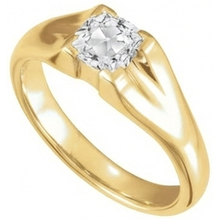 Authentic Fine Diamond Single Stone Ring 3.50 ct 14K Yellow Gold – front view