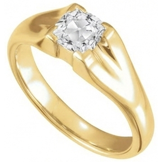 Authentic Fine Diamond Single Stone Ring 3.50 ct 14K Yellow Gold – front view