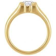 Fine Diamond Cushion Cut Single Stone Ring in 14K Yellow Gold – profile view
