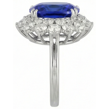 3.50 Carats Cushion Tanzanite & Natural Earth Mined Diamond Ring White Gold 14K