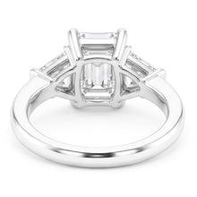 3.50 Carats Emerald & Trillion Cut Natural Earth Mined Diamond Wedding Ring Three Stone