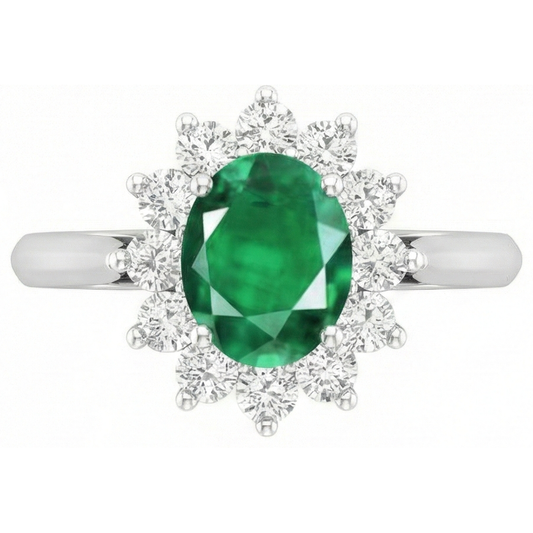 natural round emerald 3.50ct ring side angle