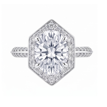 3.50 Carats Oval And Round Cut Natural Earth Mined Diamonds Engagement Ring