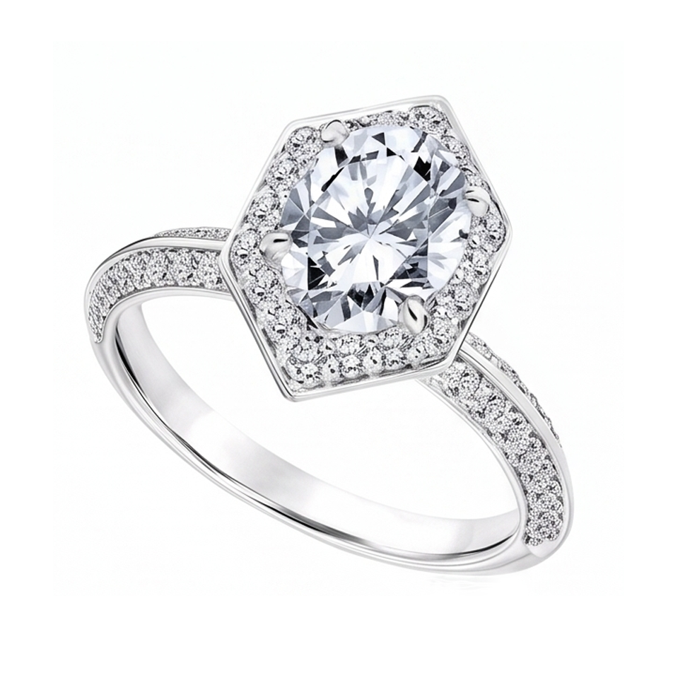 3.50 Carats Oval And Round Cut Natural Earth Mined Diamonds Engagement Ring