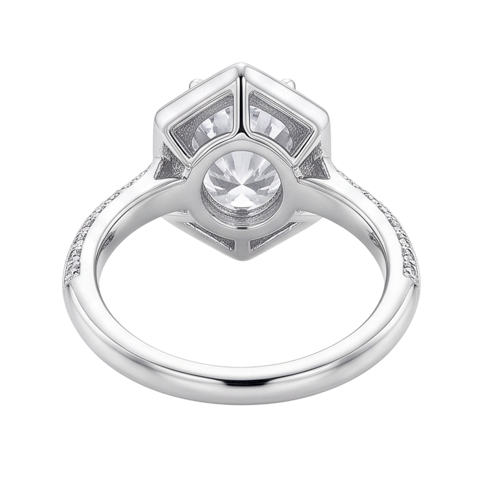 3.50 Carats Oval And Round Cut Natural Earth Mined Diamonds Engagement Ring