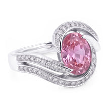 3.50 Carats Pink Sapphire With Natural Earth Mined Diamonds Wedding Ring 14K White Gold