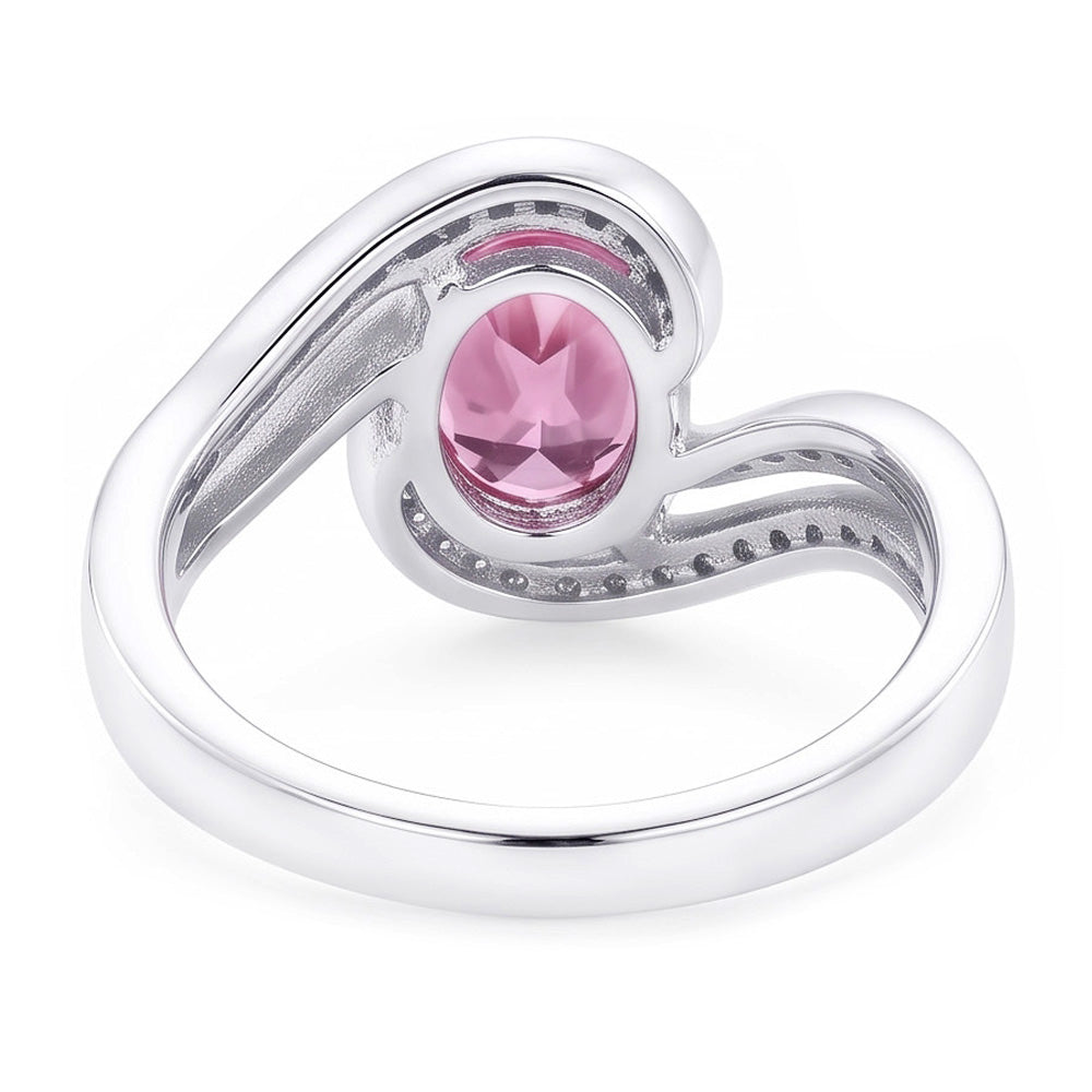 3.50 Carats Pink Sapphire With Natural Earth Mined Diamonds Wedding Ring 14K White Gold