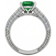 natural round emerald 3.50ct ring profile view