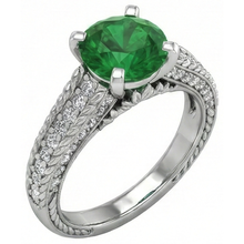 natural round emerald 3.50ct ring side angle