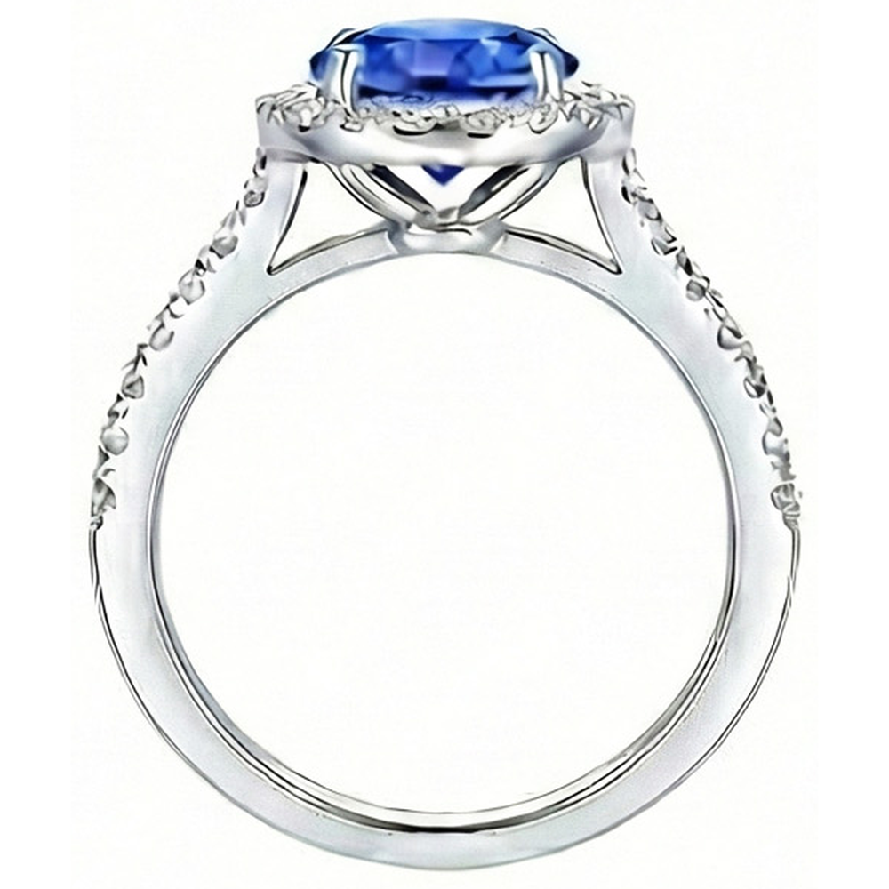 natural round sapphire 3.50ct ring profile view