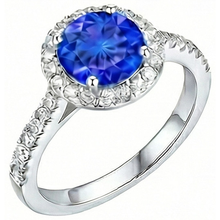 natural round sapphire 3.50ct ring close up detail