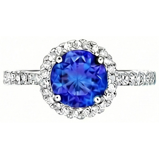 natural round sapphire 3.50ct ring side angle