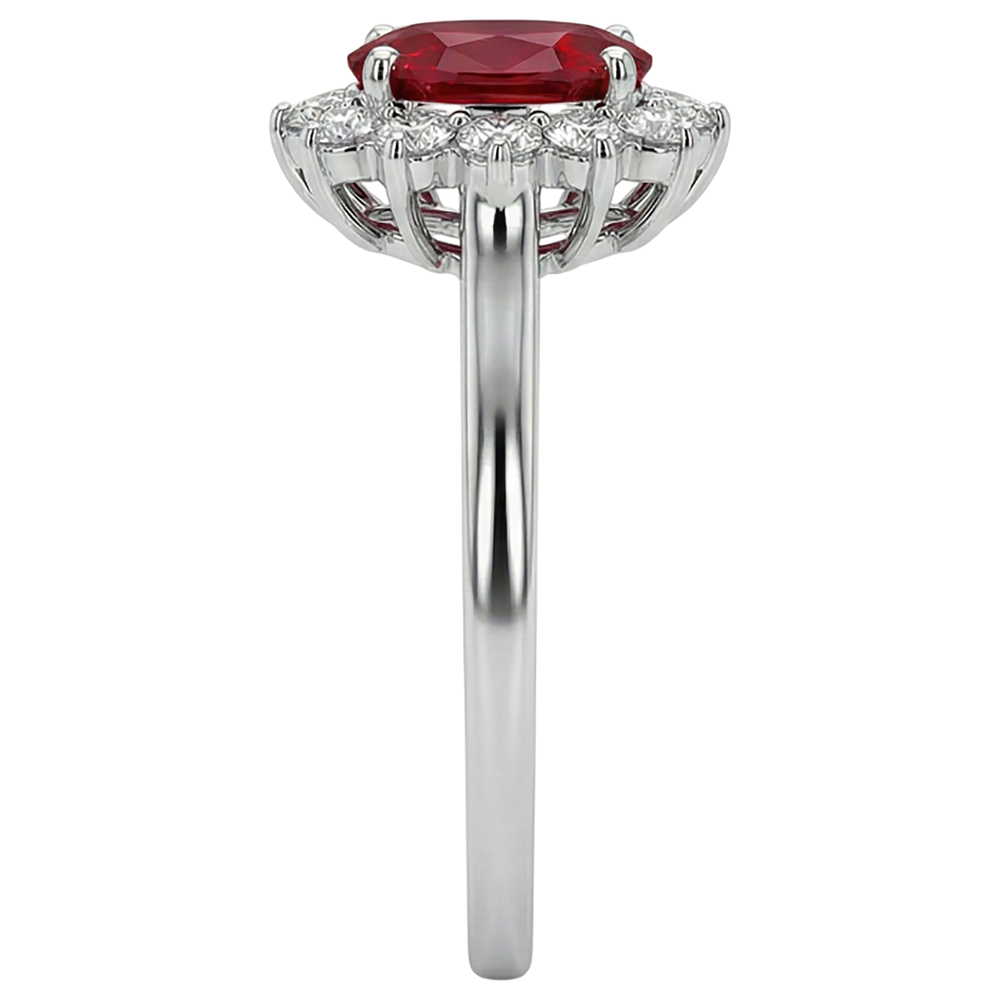 natural round ruby 3.50ct ring profile view