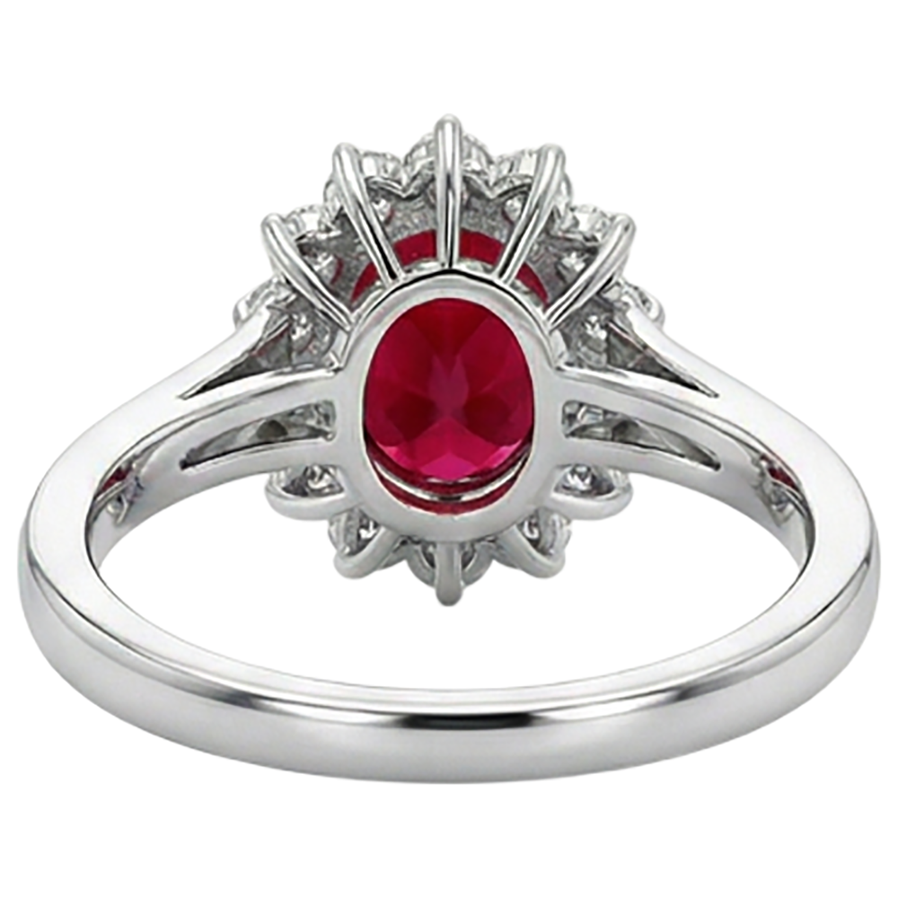 natural round ruby 3.50ct ring on white background