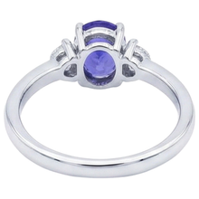 3.50 Carats Three Stone Tanzanite With Natural Earth Mined Diamonds Ring White Gold 14K