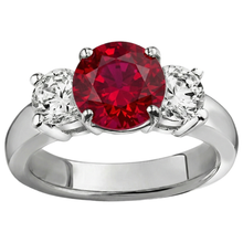 natural round ruby 3.50ct ring front view