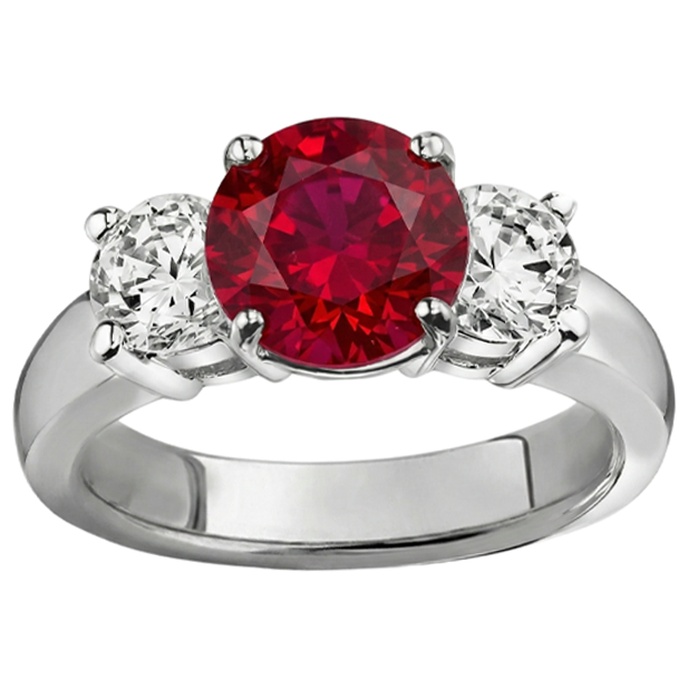 natural round ruby 3.50ct ring front view