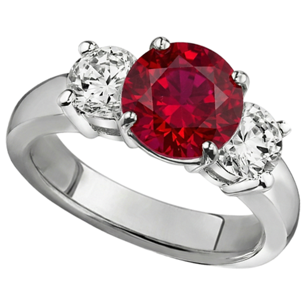 natural round ruby 3.50ct ring side angle