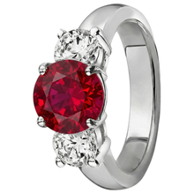 natural round ruby 3.50ct ring close up detail